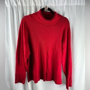 Investments ll Red Cowl Neck Sweater Long Sleeves Button Details Plus
